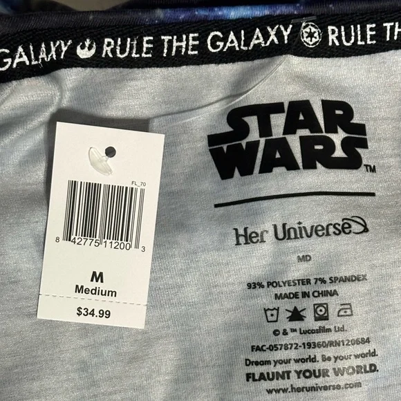 Star Wars tank top, her universe, size medium New black blue universe designe - Picture 7 of 10